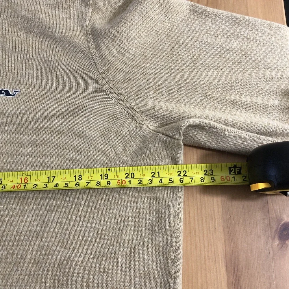 Vineyard Vines Shep & Ian 1/4 Zip Lightweight Cotton Whale Beige Sweater Medium